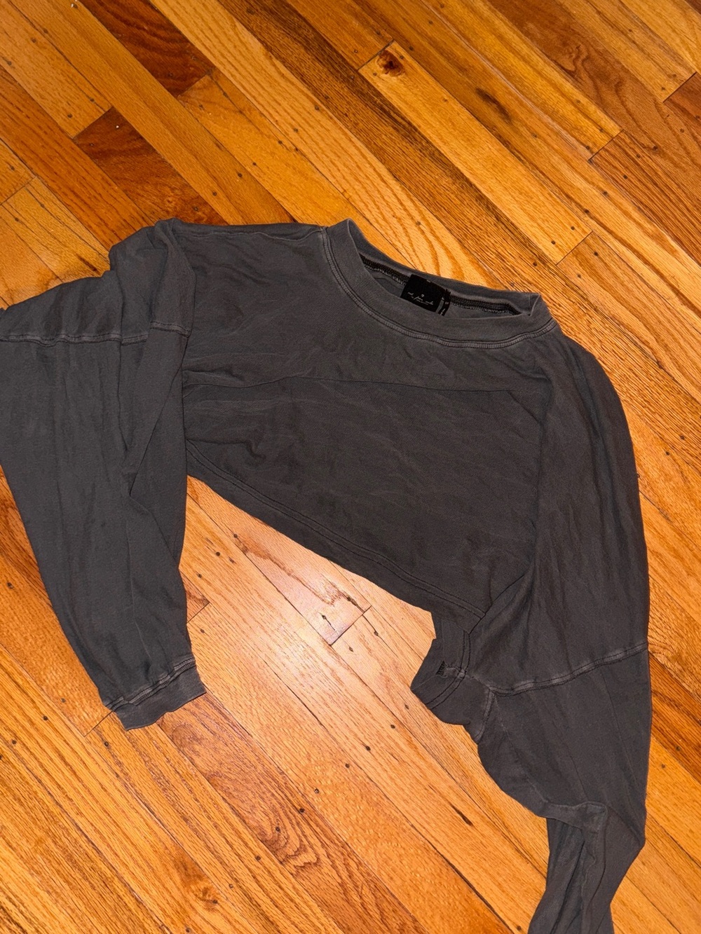 Urban Outfitters Charcoal Cropped Long-Sleeve Top